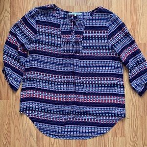 Navy Blue/Orange/White Women’s Blouse